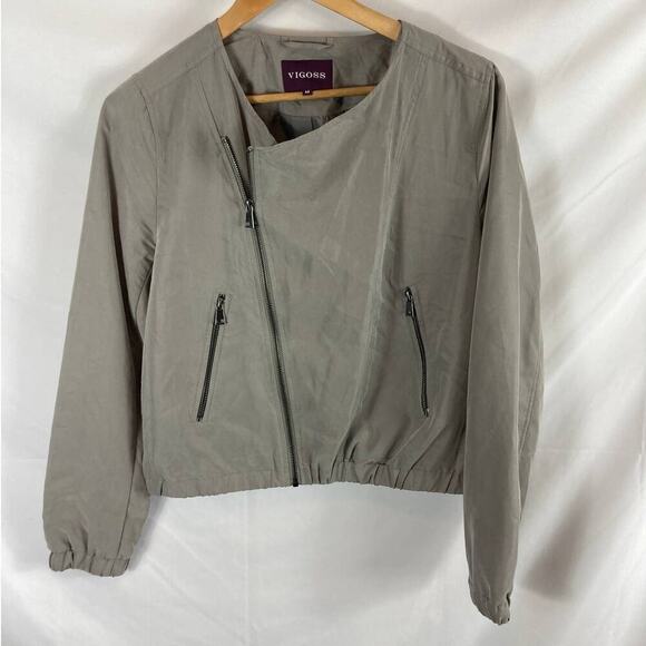 Vigoss Asymmetrical Zip Bomber Jacket Size Medium - Picture 2 of 7